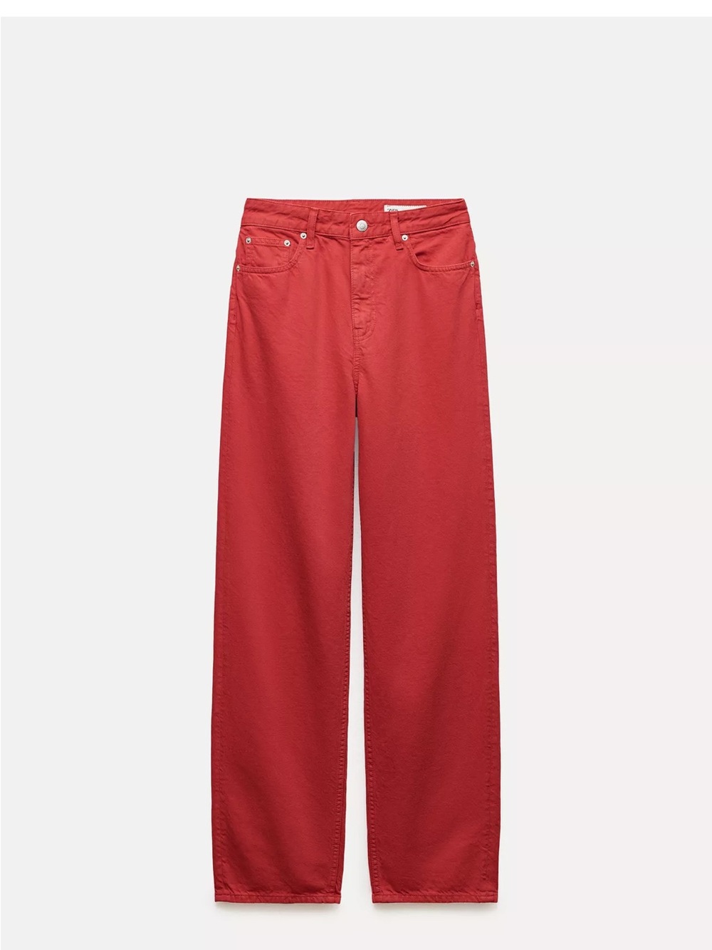 Zara Women's High-Rise Wide-Leg Jeans - Red